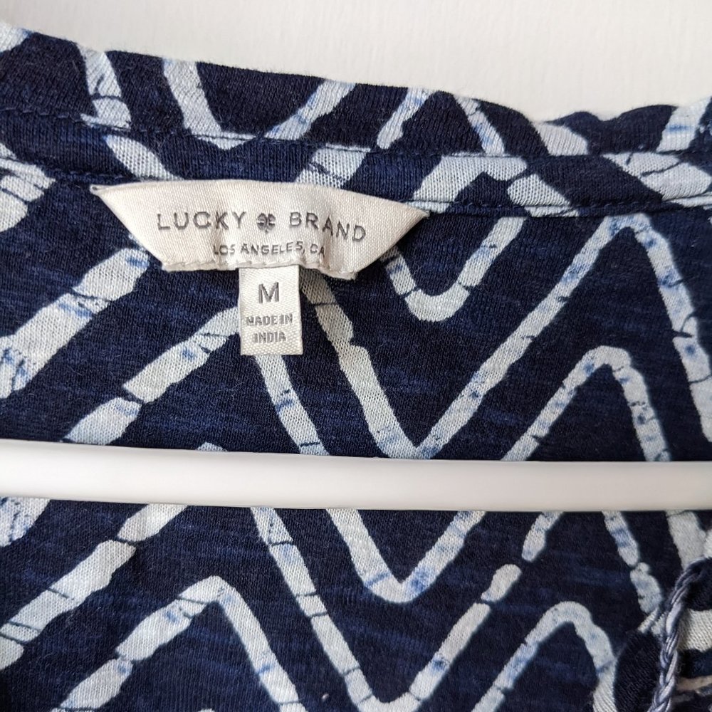 Lucky Brand Navy Blue Zig Zag Tassel Dress Size Medium - Picture 6 of 9